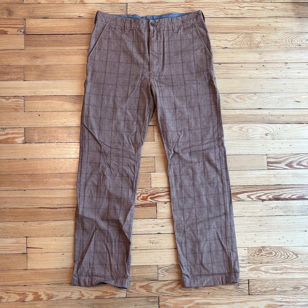 Men's Tan Plaid Chino Pants